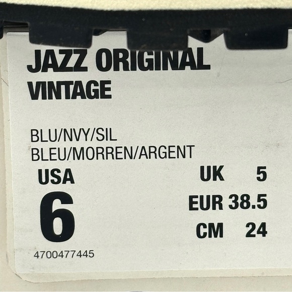 NWT Saucony Jazz Vintage Classic Sneakers Navy Blue White Silver Original Shoes - Picture 5 of 16